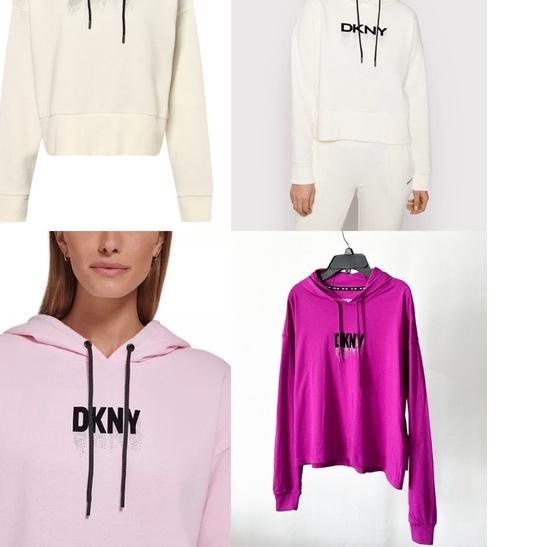 ✳ DKNY SPORT Rhinestone Logo Cotton-Blend Hoodie ❀