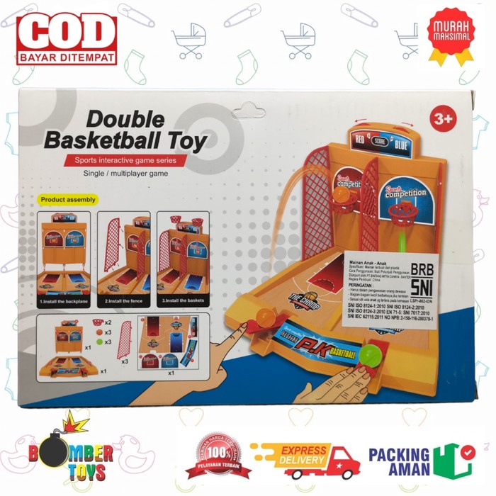 MAINAN ANAK DOUBLE BASKETBALL TOY TANGAN PLAY HOME JARI LOMBA BASKET SERU MENARIK GAME PERMAINAN KELUARGA