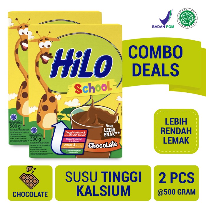 

[ COD ] Twin Pack: HiLo School Chocolate 500gr - Susu Tinggi Kalsium