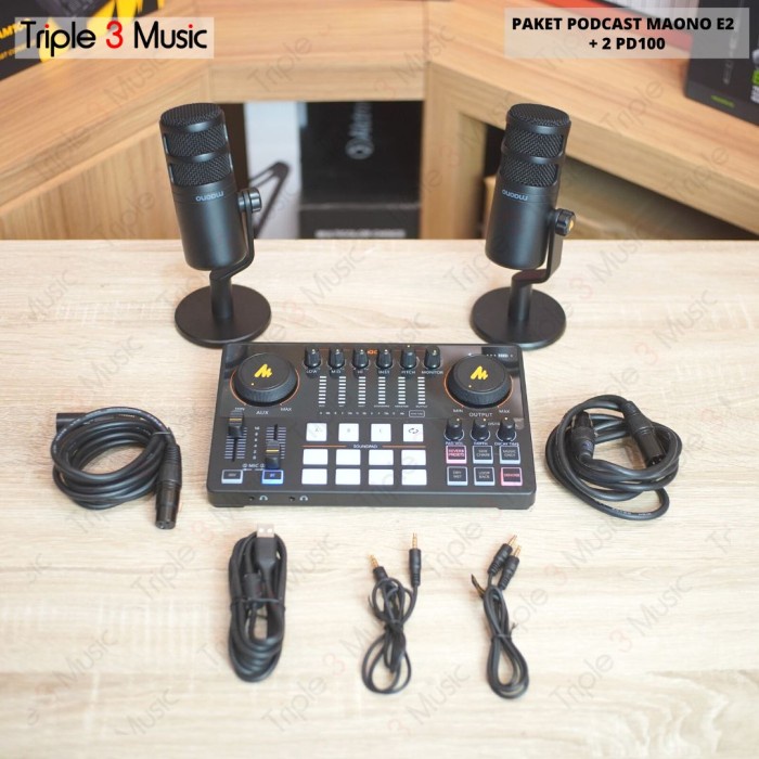 Paket Podcast 2 Orang Maono E2 With PD100 Broadcast mic