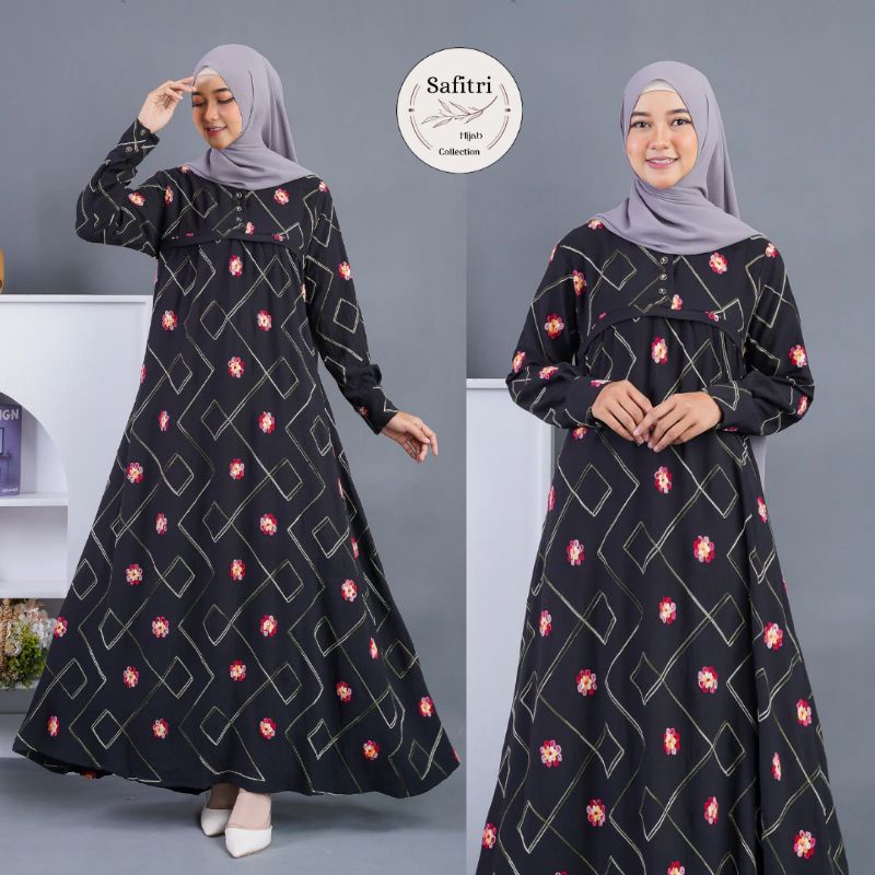 Gamis Crinkle Embroidery by Safitri Fashion