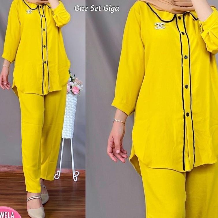 TERBAIK SETELAN GIGA BAHAN CRINKLE // SETELAN CELANA CRINKLE