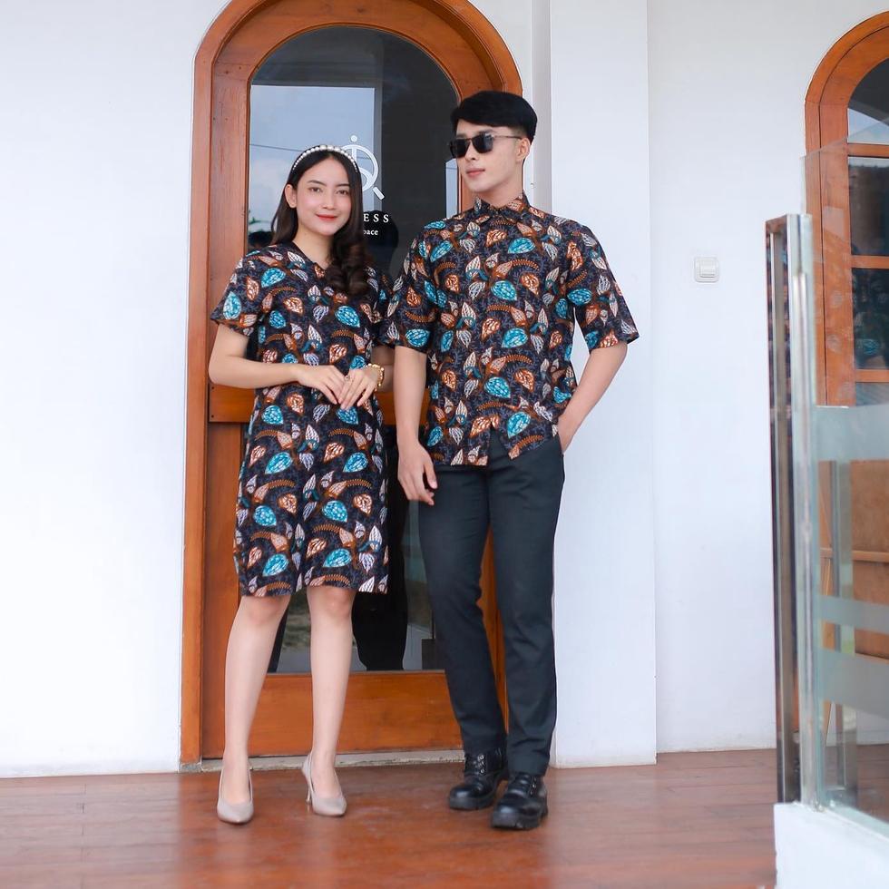 Harga Bersahabat Benang Raja Batik Couple Pria Wanita Motif Daun Sirih
