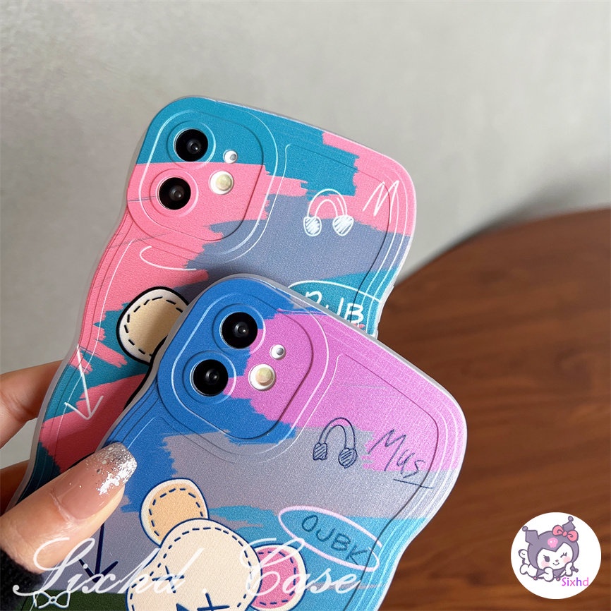 For Realme C25Y C21Y C35 C33 C30 C25 C15 C30s C31 C12 C11 C21 C20 C17 C3 10 9Pro+ 9i 7i 8i 6i 5i 5s Narzo 50A 50i Prime Fashion Color Ball Bear Couple Soft Wave Edge Case