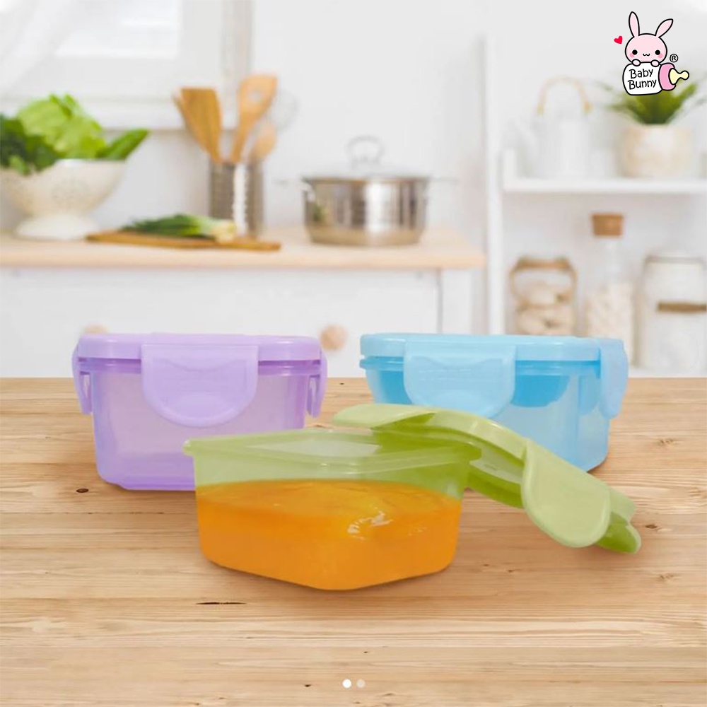 ❤ BELIA ❤ BABY SAFE Multi Food Container AP009 4 x 50ml | FC002 3 x 60ml tempat wadah makanan bayi bisa microwave | BABY BUNNY