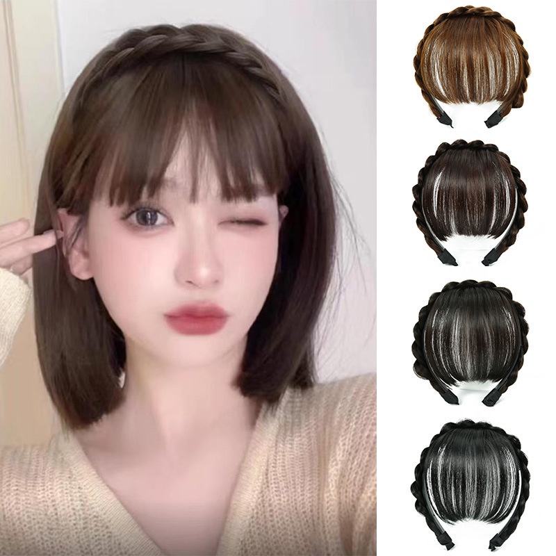 Gaya Korea wig Poni Satu Tulang Ikan Kepang Bando Baru Tinggi Tengkorak twist Kepang headband Perempuan