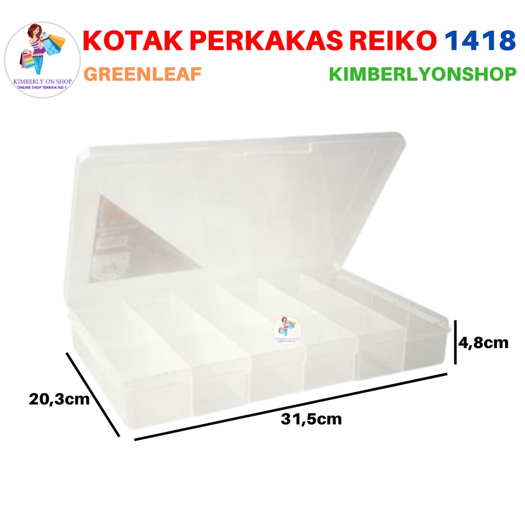 Kotak Perkakas Reiko Storage Box Spare Part 18 Sekat Compartment 1418 Green Leaf