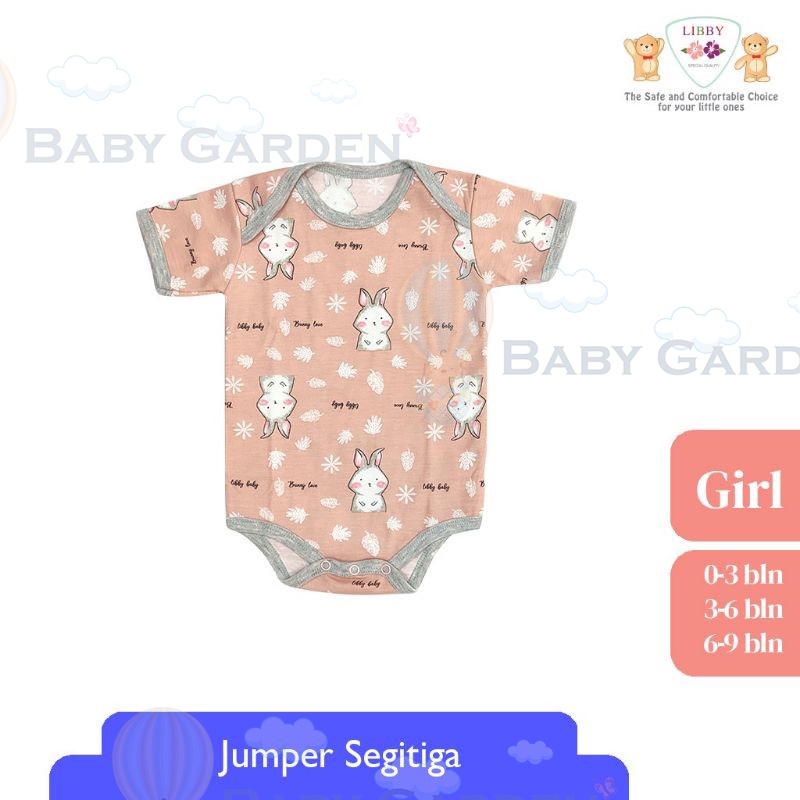 Libby jumper bayi jumpsuit segitiga premium girl pink bunny 3-6m