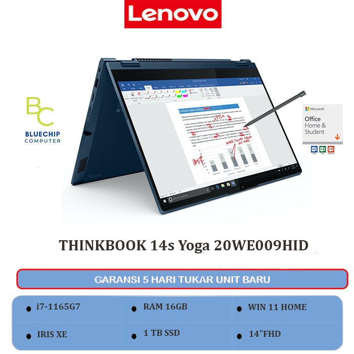 Laptop Lenovo ThinkBook 14s Yoga 9HID - i7-1165G7 16GB 1TB 14" W11HOME