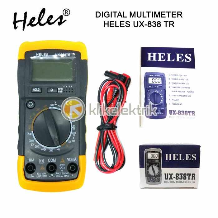 Listrik Multitester Digital Heles Ux838Tr Multimeter Avometer Heles Ux 838Tr