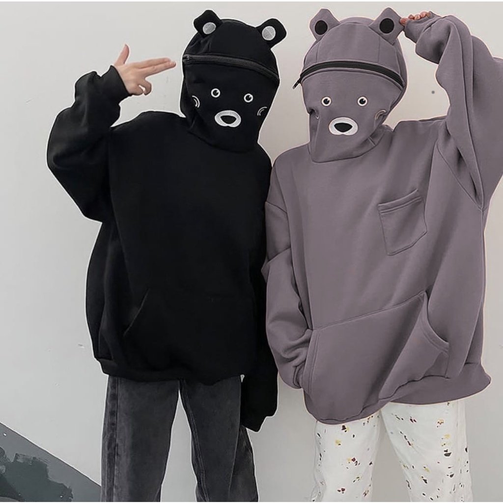 CANDY BEAR SWEATER HOODIE OVERSIZE WANITA KOREAN STYLE - SWEATER HOODIE LUCU TERBARU