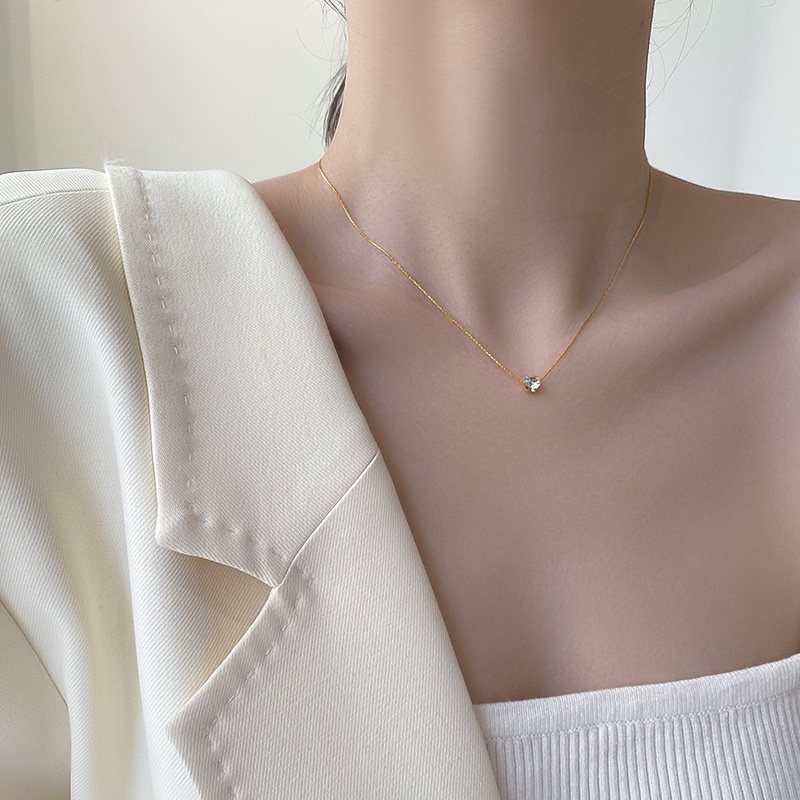 Kalung tali tambang titanium liontin zircon mewah anti karat harga grosir bisa COD