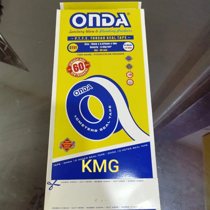 Terlaris Seal Tape 1/2" Inch Onda Ptfe 1Box (60Roll)
