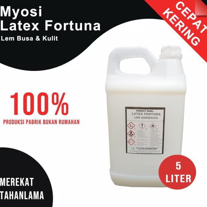 

Myosi Lem Latex Cair Fortuna untuk Busa / Kulit Latex 5 Liter