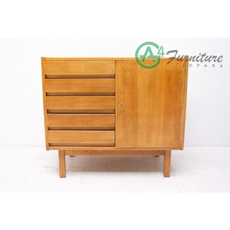 Bufet Dapur Minimalis Mid Century Warna Natural - Kayu Jati
