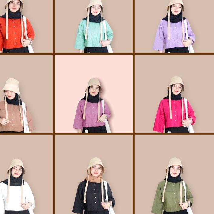 ➱ GFS MD KEMEJA LINEN OVERSIZE POCKET WELCO ♢