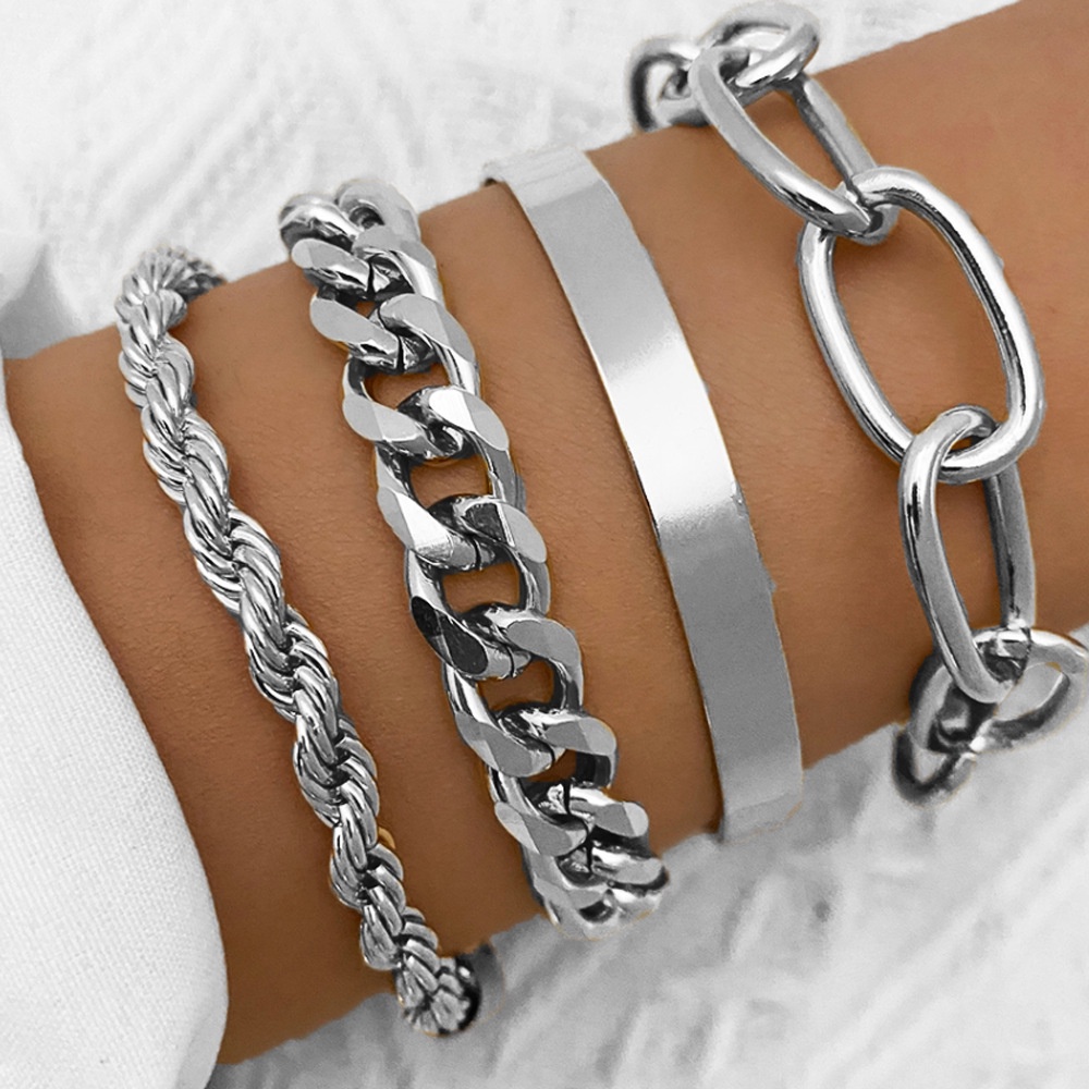 Gelang Rantai | Gelang Model Campur | Gelang Model Hollow Tumpuk | Aksesoris Wanita | Sendok Garpu Bahan Stainless Steel