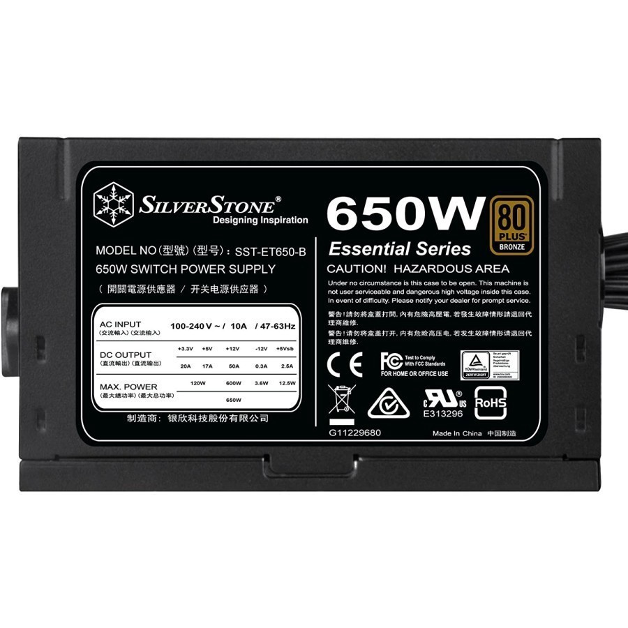 SILVERSTONE ET650B 500W 80+ Bronze PSU Power Supply ET-650 Watt