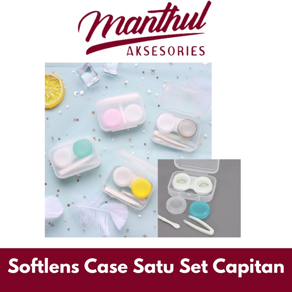 Softlens Case Satu Set Capitan Penjepit Softlens Kotak Lensa Mata