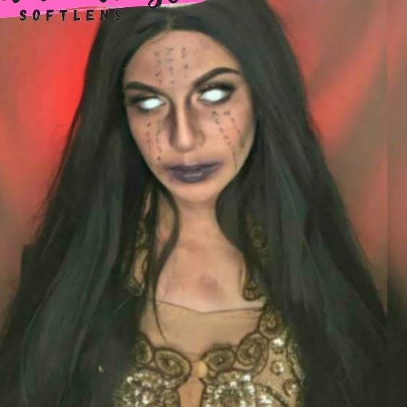 ➵ ORIGINAL Softlens Cosplay Anime Bola Mata full Putih White Lathi hantu seram vampire dracula viper