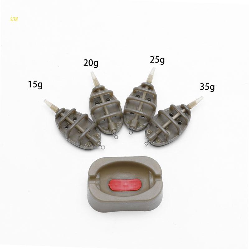 Sun Inline Method Carp Fishing Feeder 4pengumpan15 /20 /25/35g 30 /40 /50/60g Mold Set