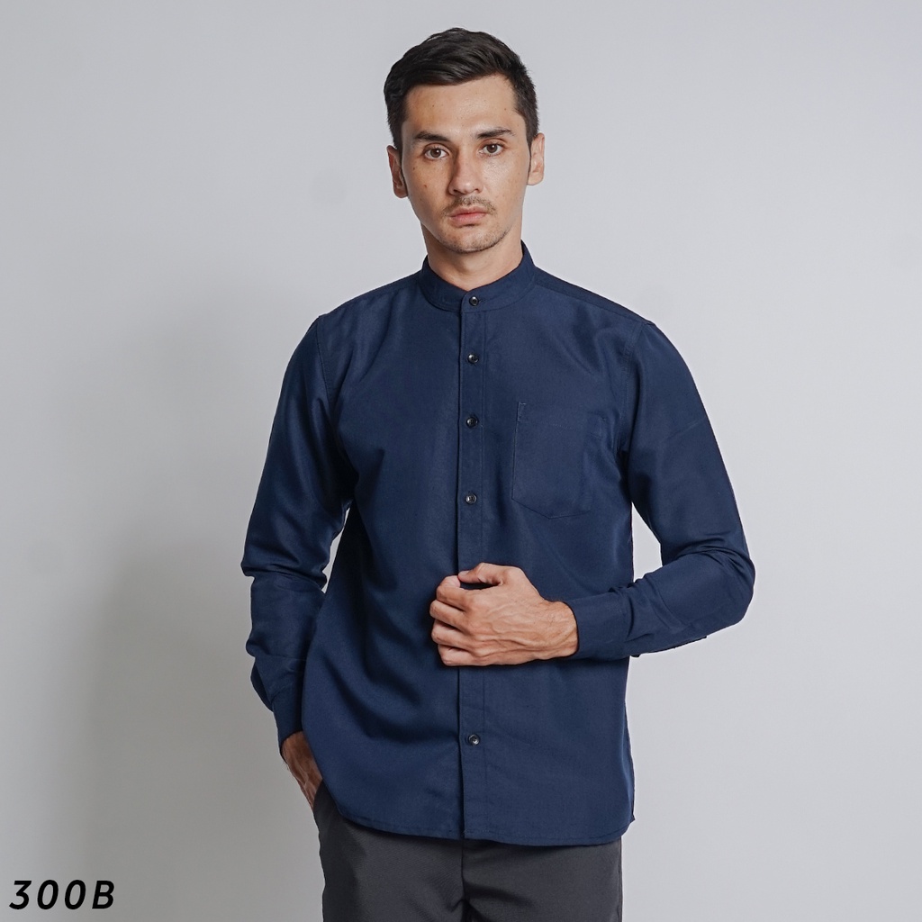 HSRM Kemeja Navy Polos Kerah Shanghai Pria Lengan Panjang OX Shirt 300 B