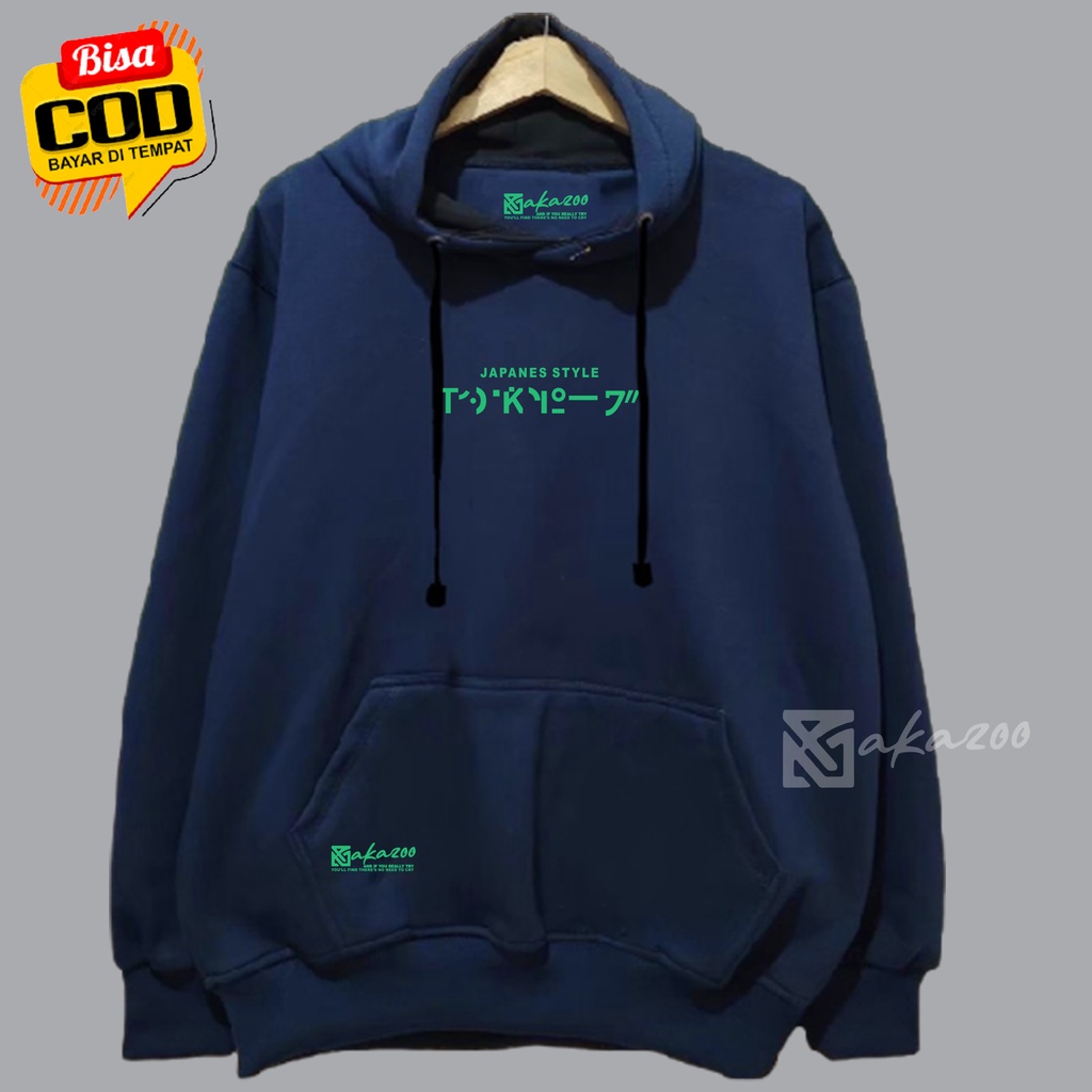 SWITER PRIA DISTRO JPN navi blue japanese style hoodie ovesize korean style unisex premium