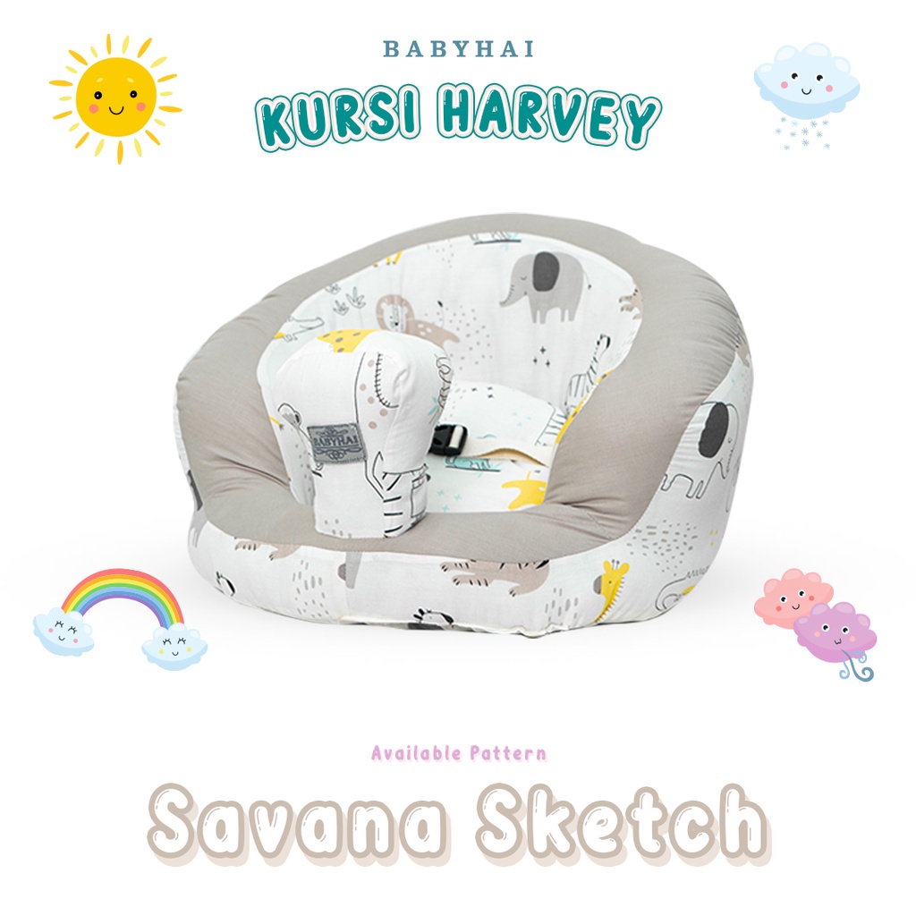 Baby hai kursi sofa harvey bayi belajar duduk bahan kain dengan gesper / penahan