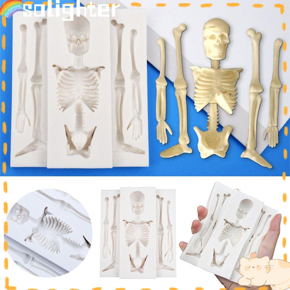 Solighter Halloween Skeleton Perlengkapan Kue Dekorasi Kue Skull Drip Mold Cetakan Silikon