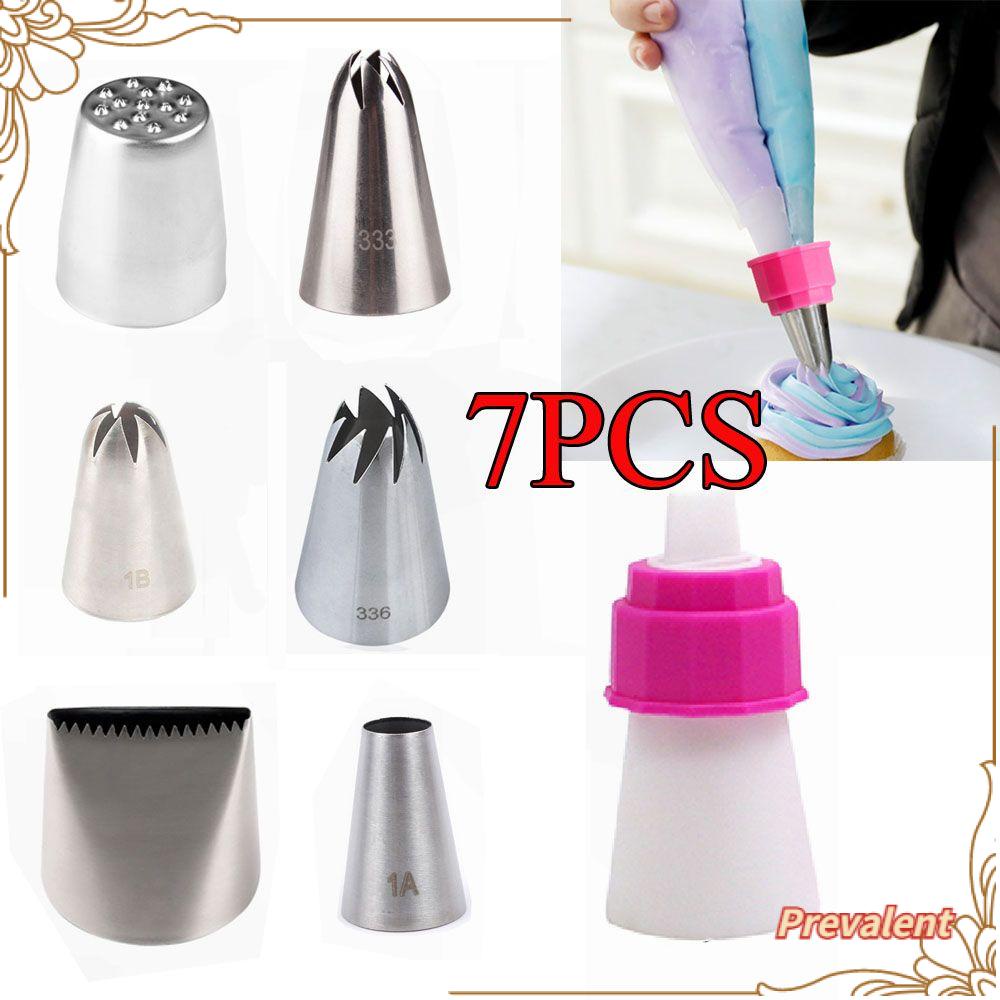 Preva 7PCS/Set Icing Piping Nozzle Bakery Ice Cream Pastry Tips Cupcake Cetakan Kue