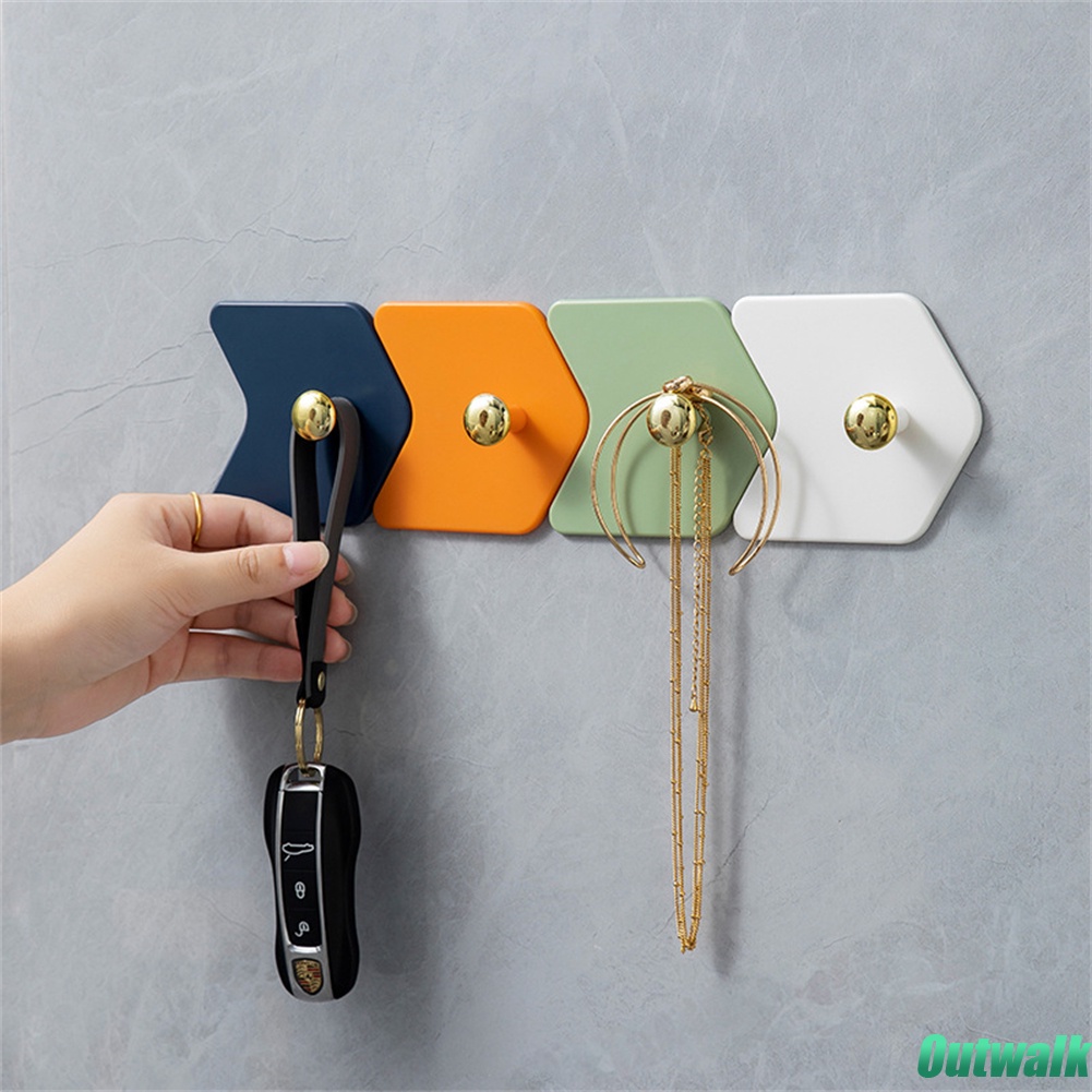 ღ 4Pcs Multi-Tujuan Dinding Kait Pintu Kunci Kain Mantel Kait Mewah Sederhana Tidak Tanpa Jejak Lubang Pengait-Gratis 4 Warna Dapur Tas Seamless Rak Rak