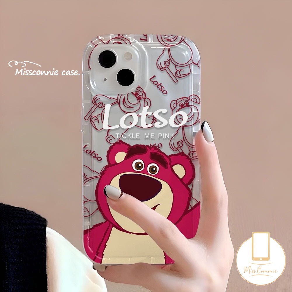 IPHONE Kartun Strawberry Bear Case Kompatibel Untuk Iphone11 13 12 14 Pro Max 7Plus 8Plus X XR 6 6s 8 7 Plus XS Max SE 2020 Transparan Graffiti Indah Manyo Shockproof Airbag Soft Cover