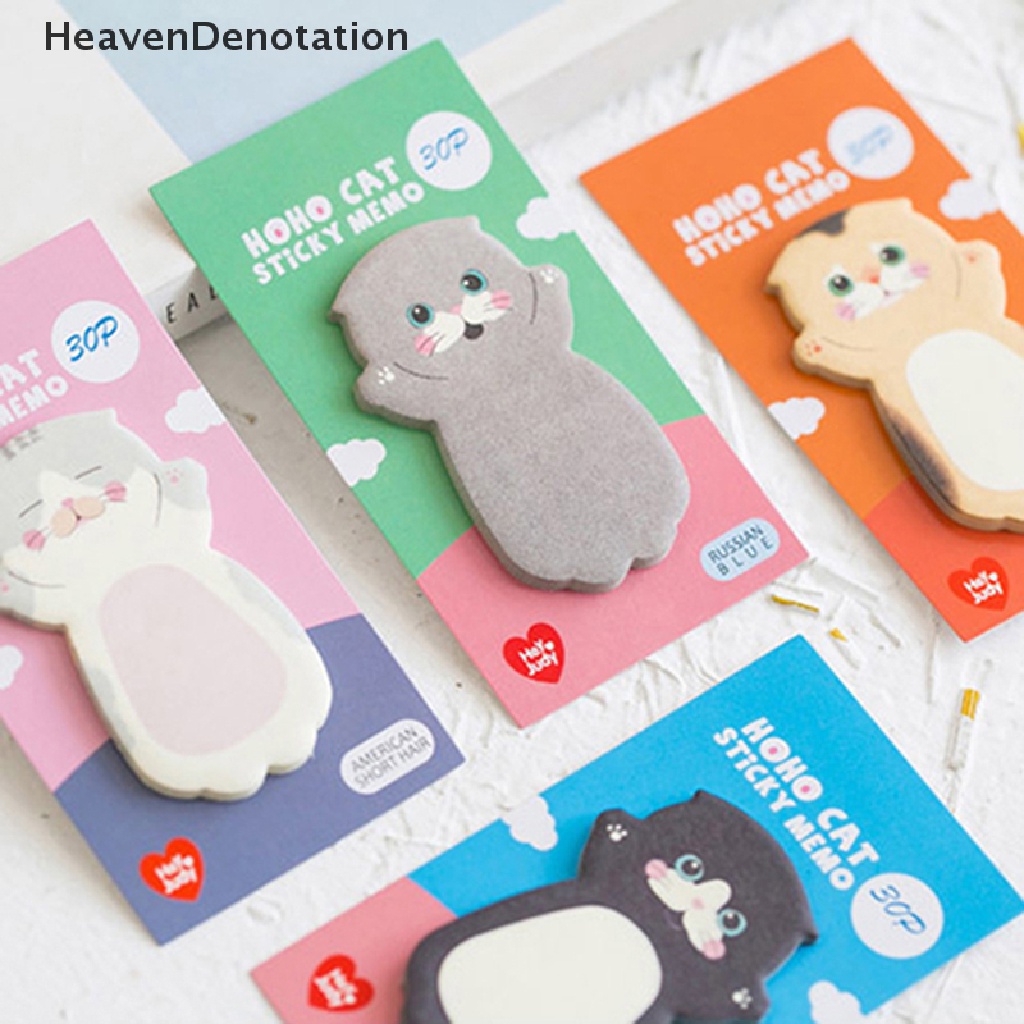 [HeavenDenotation] Cute Cat Series Sticky Note Stiker Pesan Siswa N Times Memo Pad Scrapbooking Sekolah Label Alat Tulis HDV