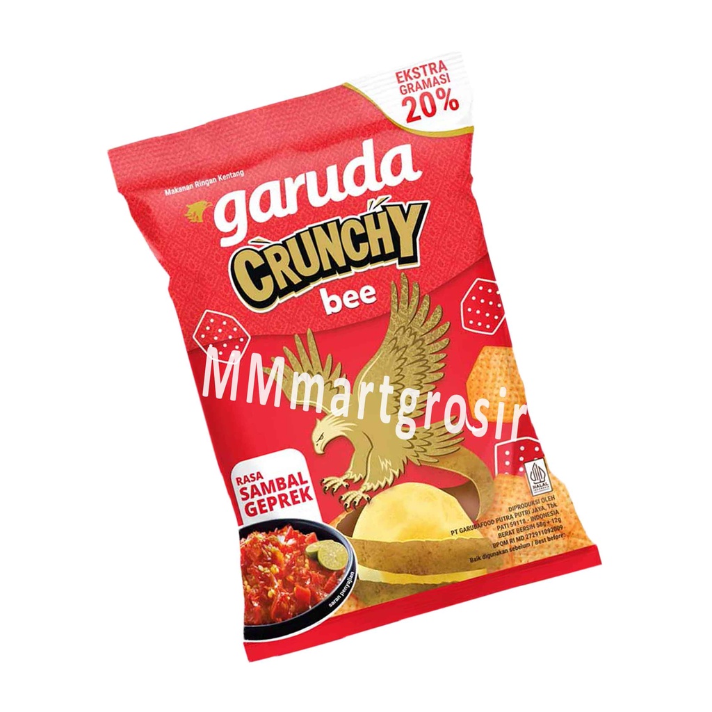 Garuda Crunchy Bee/ Snack Kentang/ Rasa Sambal Geprek/ 58g+12g