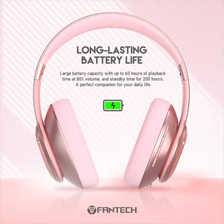 Headset Wireless Fantech WH01 Headphone Bluetooth - Sakura Pink