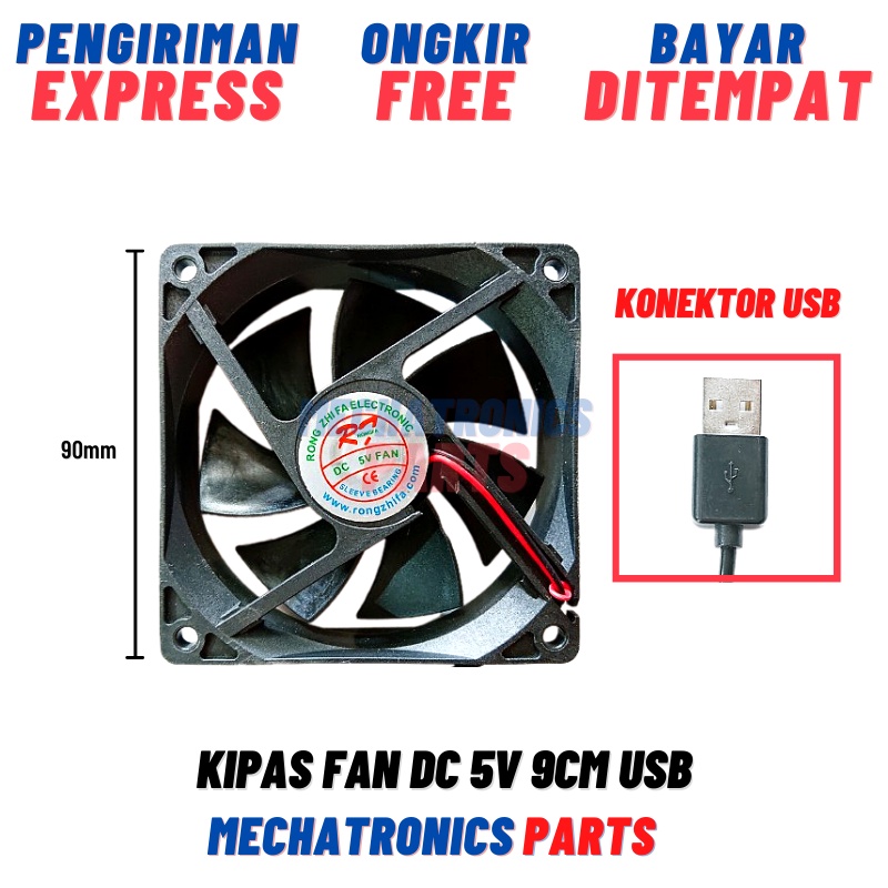 Kipas Fan DC 5V USB 5 Volt 8 Cm, 9 Cm Case PC Router STB