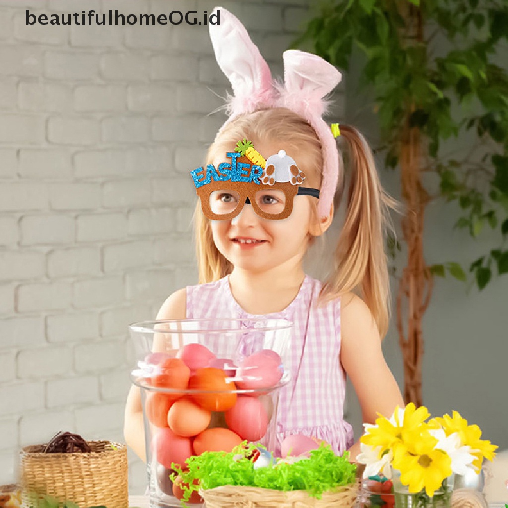 // Beautifulhomeog.id// 1PC Kacamata Paskah Bunny Telur Cewek Glitter Eyeglasses Frame Properti Foto **