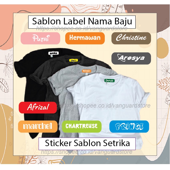 CUSTOM NAMA LABEL ANAK SERAGAM SEKOLAH STIKER KAOS SABLON SETRIKA PESANTREN NAME TAG LAUNDRY