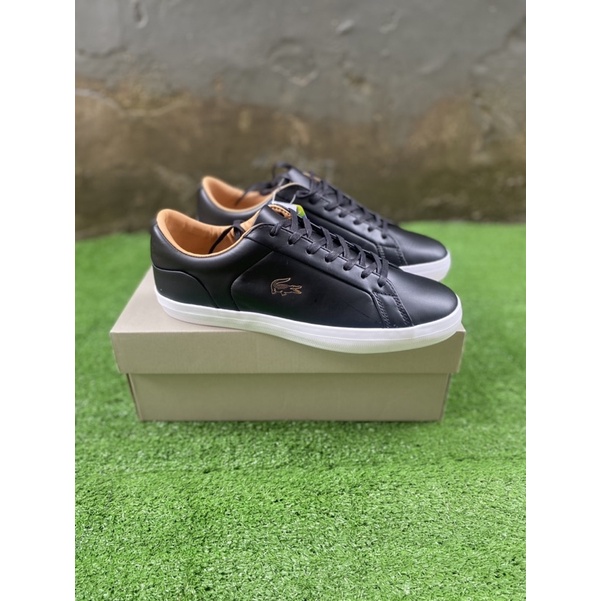 SEPATU LACOSTE LEROND LEATHER BLACK ORIGINAL