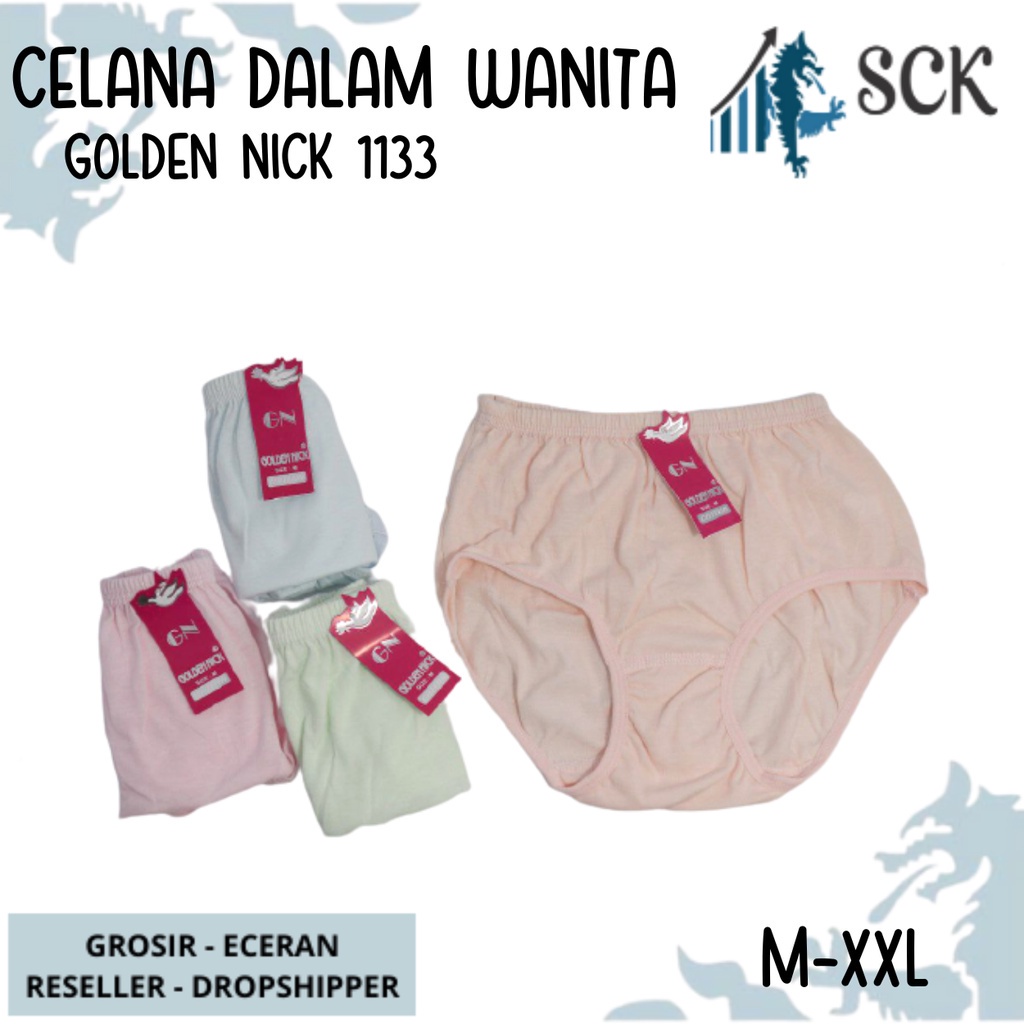 [ISI 3] CD Wanita GOLDEN NICK 1133 Pinggang Karet ukuran M-XXL Bahan Katun / Celana Dalam Wanita - sckmenwear GROSIR