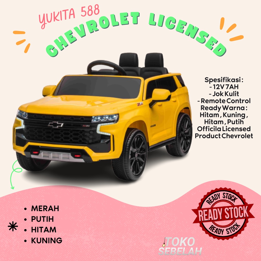 Mainan Anak Mobil Aki Yukita 588 Licensed 12V - Kuning - Merah