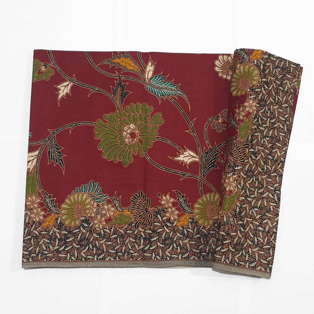 Kain H Santoso Hitam Manis 322 Merah Gowok / Kain Batik Unggul Jaya