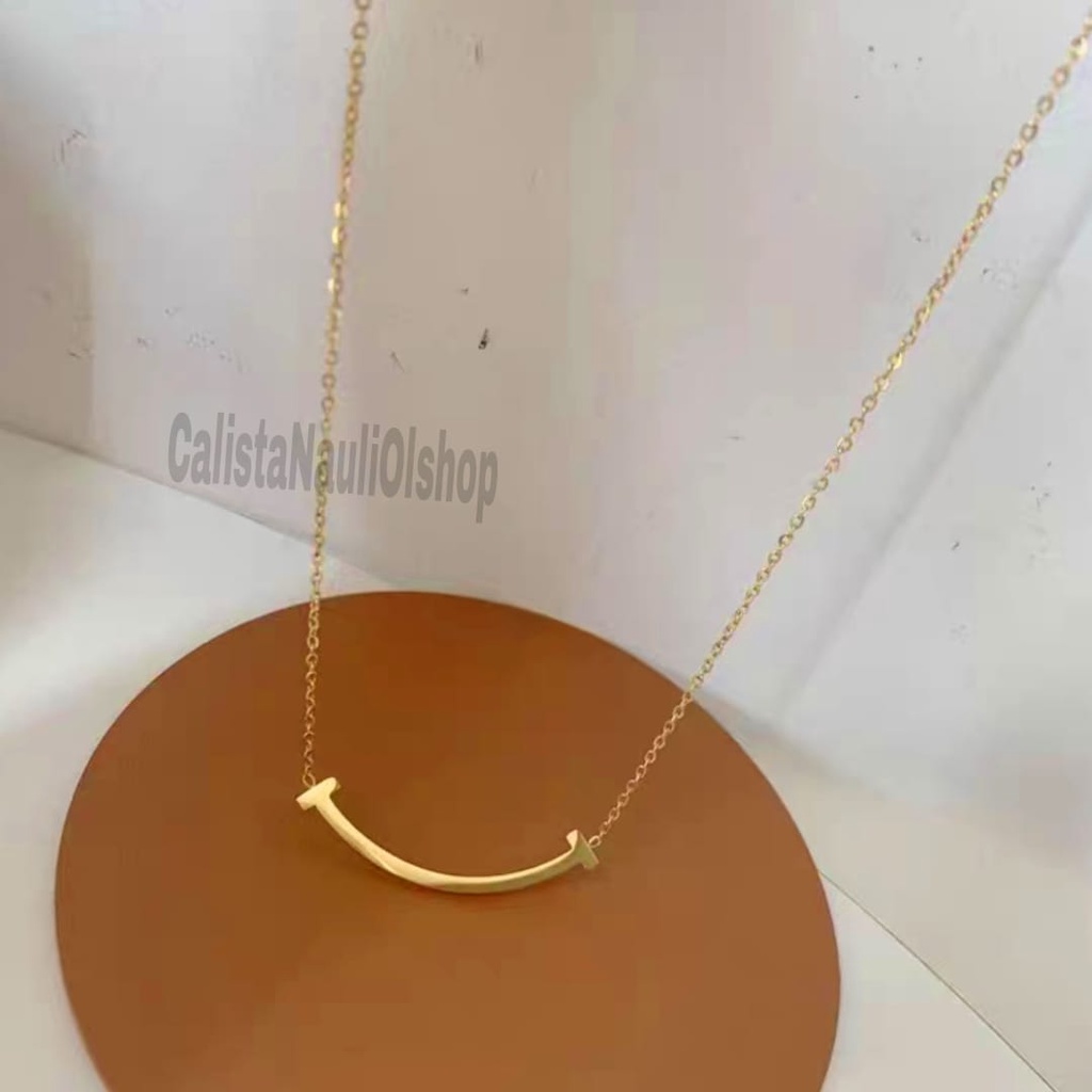 Kalung Titanium Smaile Alus Fashionable Anti Karat Dan Anti Luntur