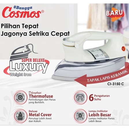 COSMOS Setrika Listrik Tapak Keramik CI 3150C - Garansi 1 Tahun