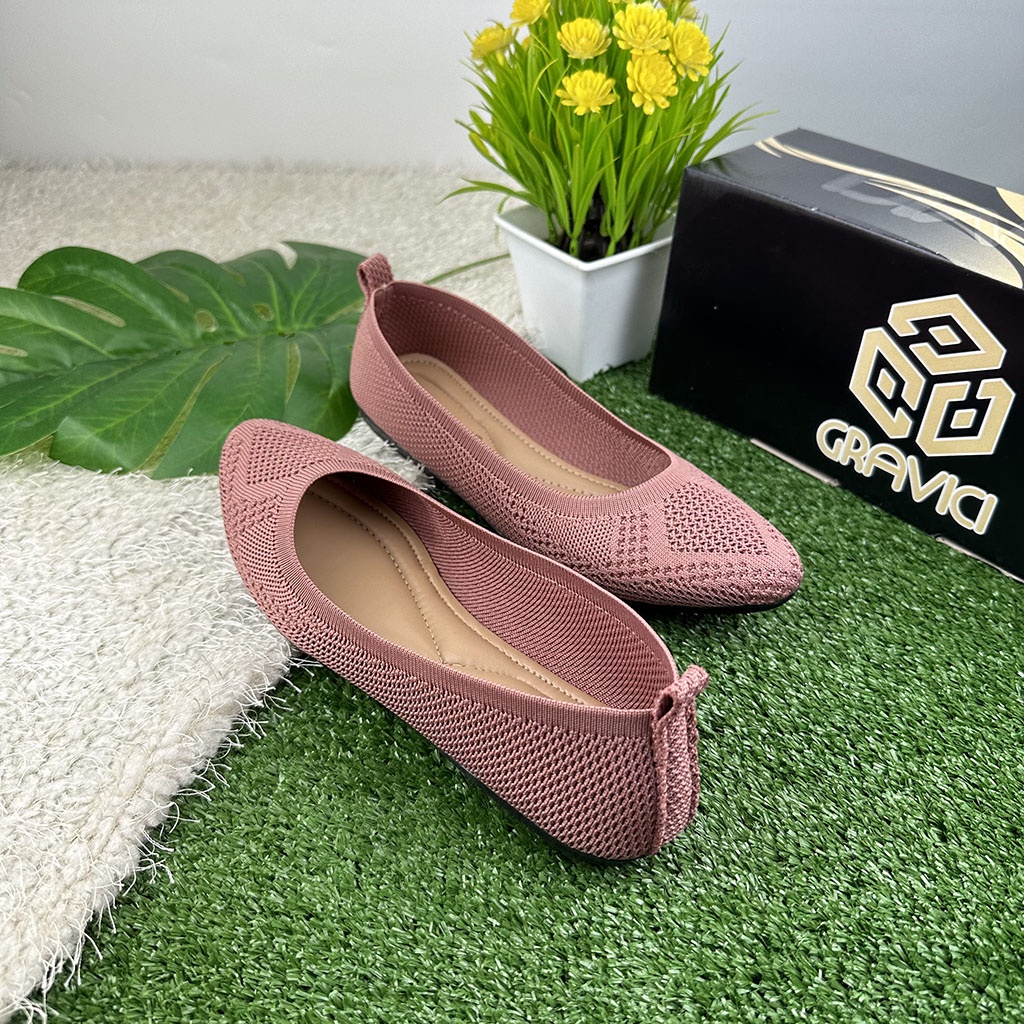 GRAVICI - Sepatu Flat Rajut Import Wanita Elegan DO-06