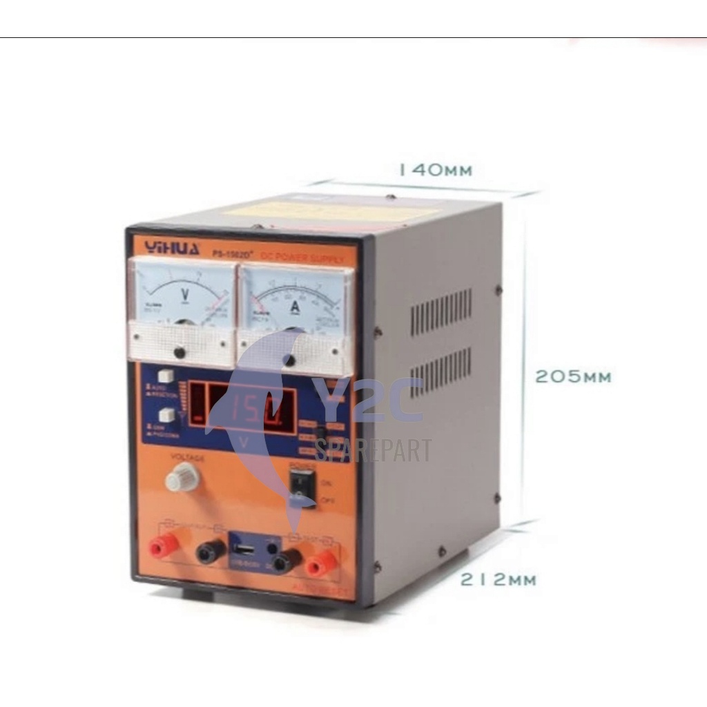 POWER 1502D+ ANALOG DIGITAL 2A 15V + KABEL 2 AMPERE ORIGINAL / ALAT SERVIS SERVICE HP
