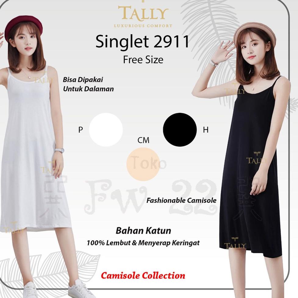 Langsung Kirim Tank Top Wanita Jumbo dan Panjang Tally 2911 dengan Tali Kecil dan Berbahan Katun Vis
