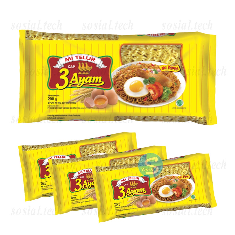 

Mie Kuning / Mie Telor Cap Tiga Ayam Netto 200g