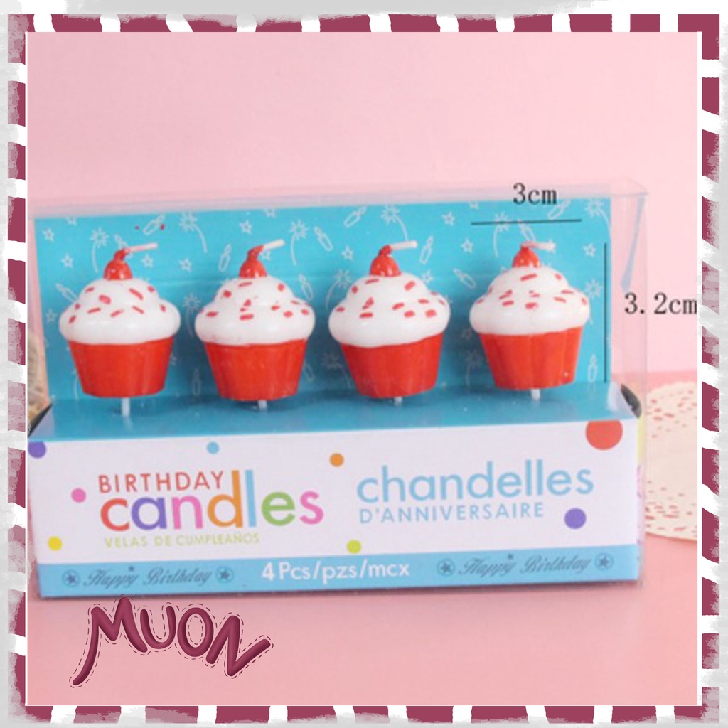 Set Birthday Cake Candle Lilin Kue Bentuk Cupcake Unik Korean Vintage Cake Decoration Aesthetic Uniq