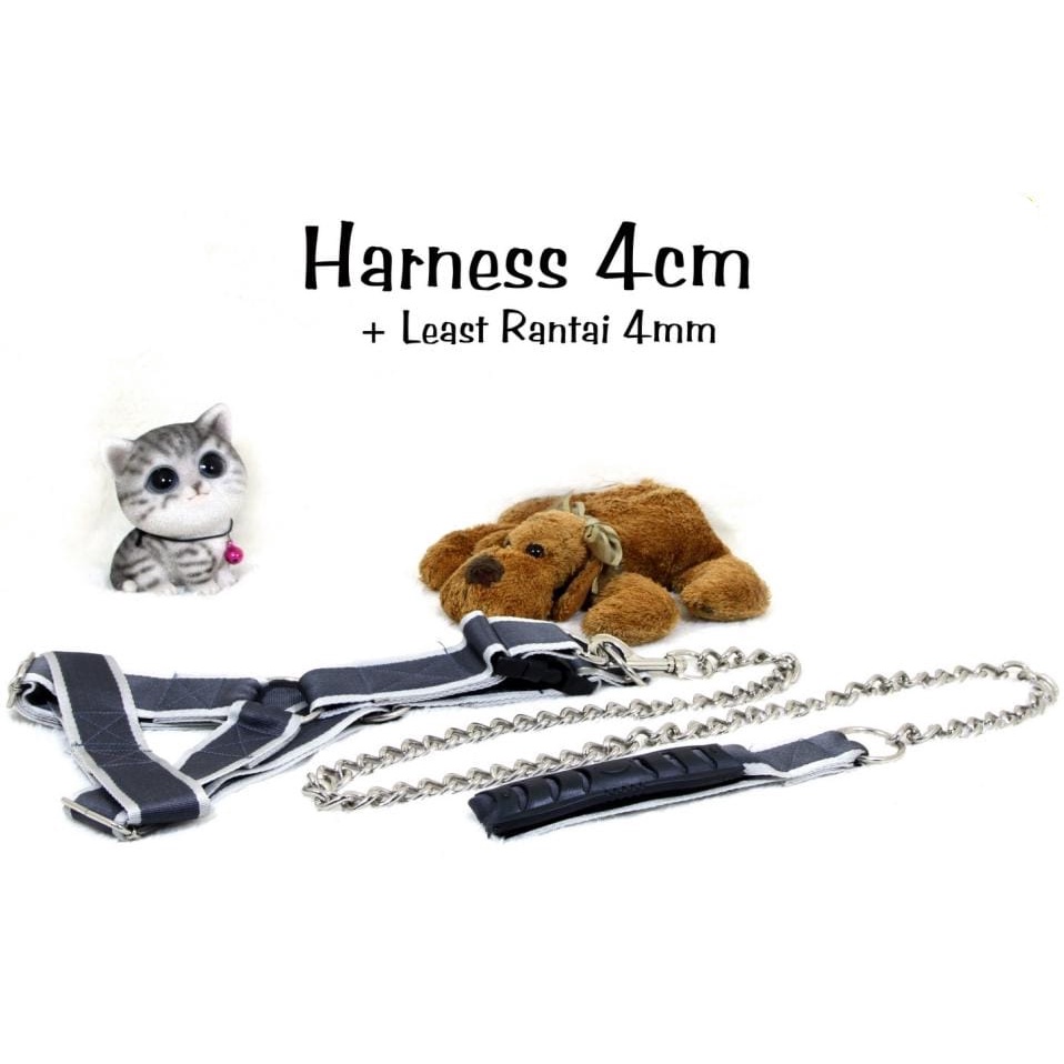 Harness Anjing 4cm rantai tuntun 4mm tali harness anjing